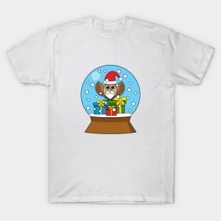 Snow Globe with Santa Claus Owl T-Shirt